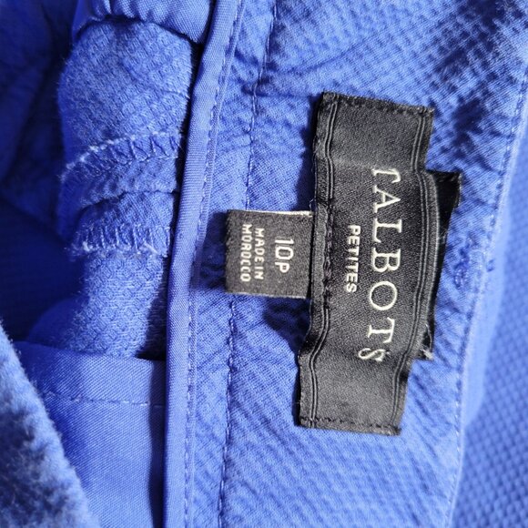 Talbots Petites Womens Pants 10P Blue Textured Cotton Blend - Picture 4 of 5